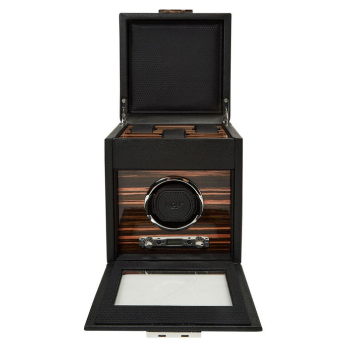 Wolf Roadster Single Polished Wood Watch Winder With Storage 457156