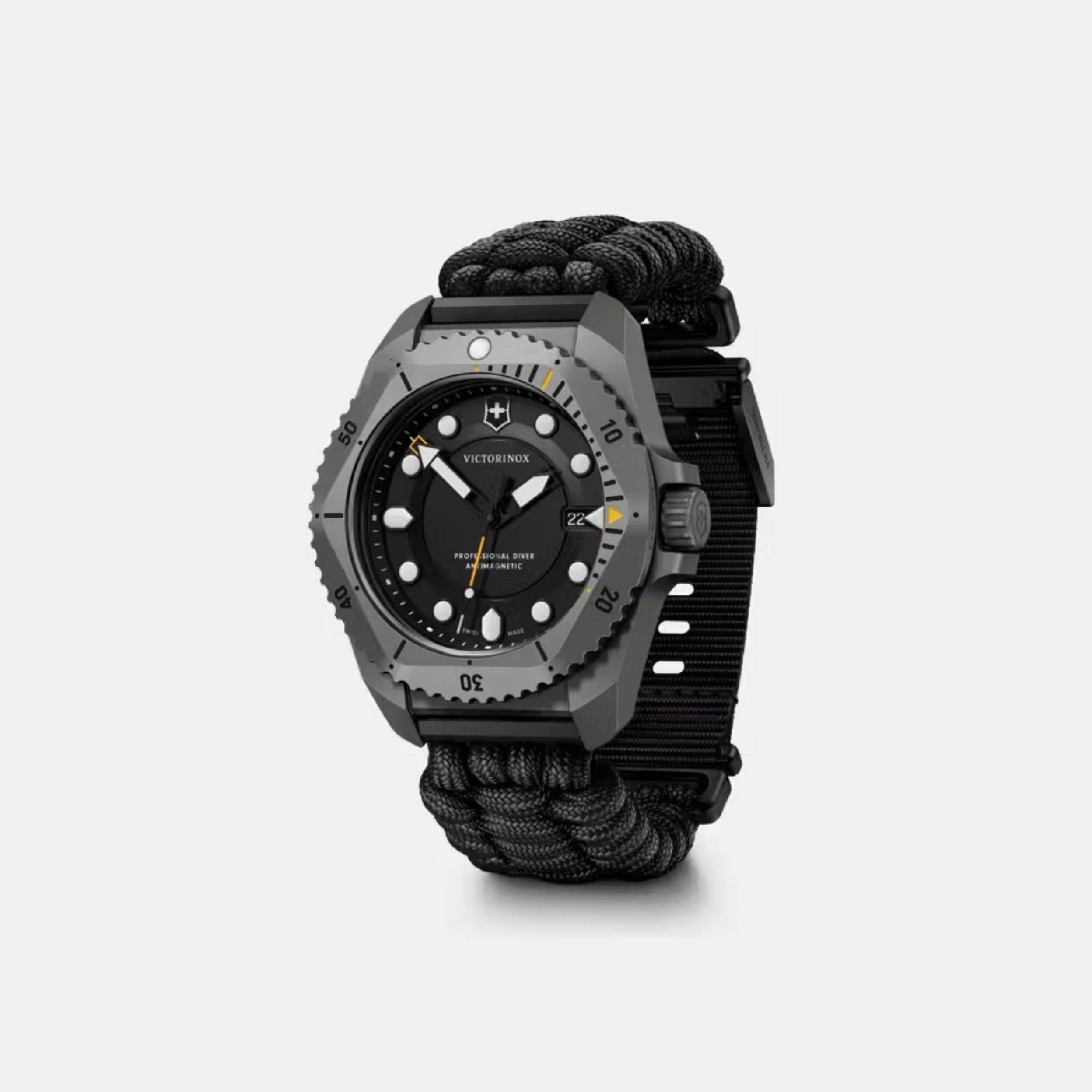 Victorinox Dive Pro Quartz Black Matt Dial With Paracord Strap Men's Watch 241993.1