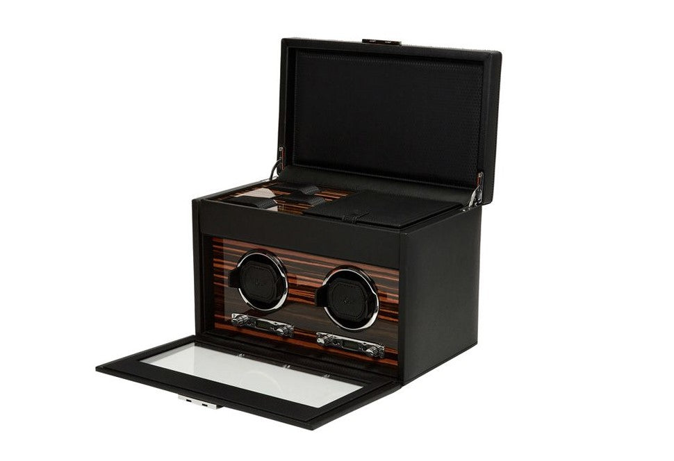 Wolf Roadster Double Vegan Leather Watch Winder With Storage 457256