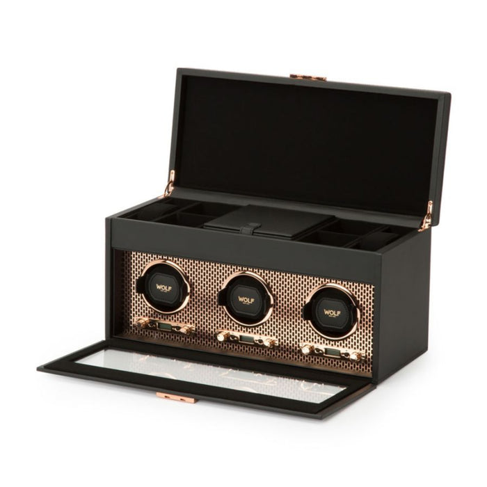 Wolf Axis Copper Triple Watch Winder With Storage 469416