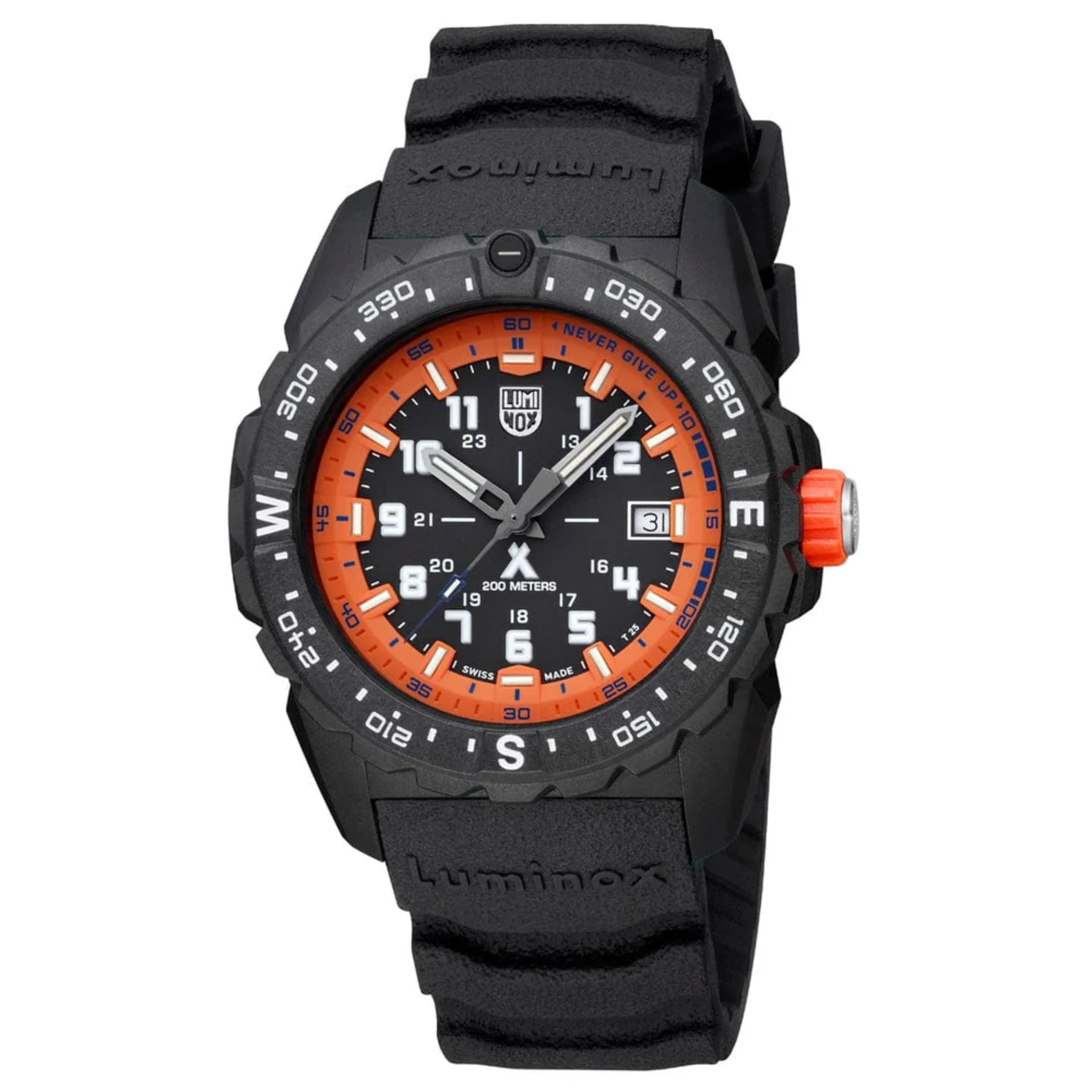Luminox Bear Grylls Survival Mountain 43mm Lightweight Black Dial With Orange Crown Men's Watch XB.3739