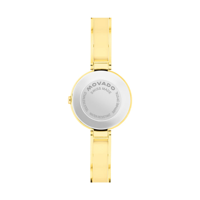 Movado Moda Black Dial Quartz Yellow Gold Women's Watch 0608013