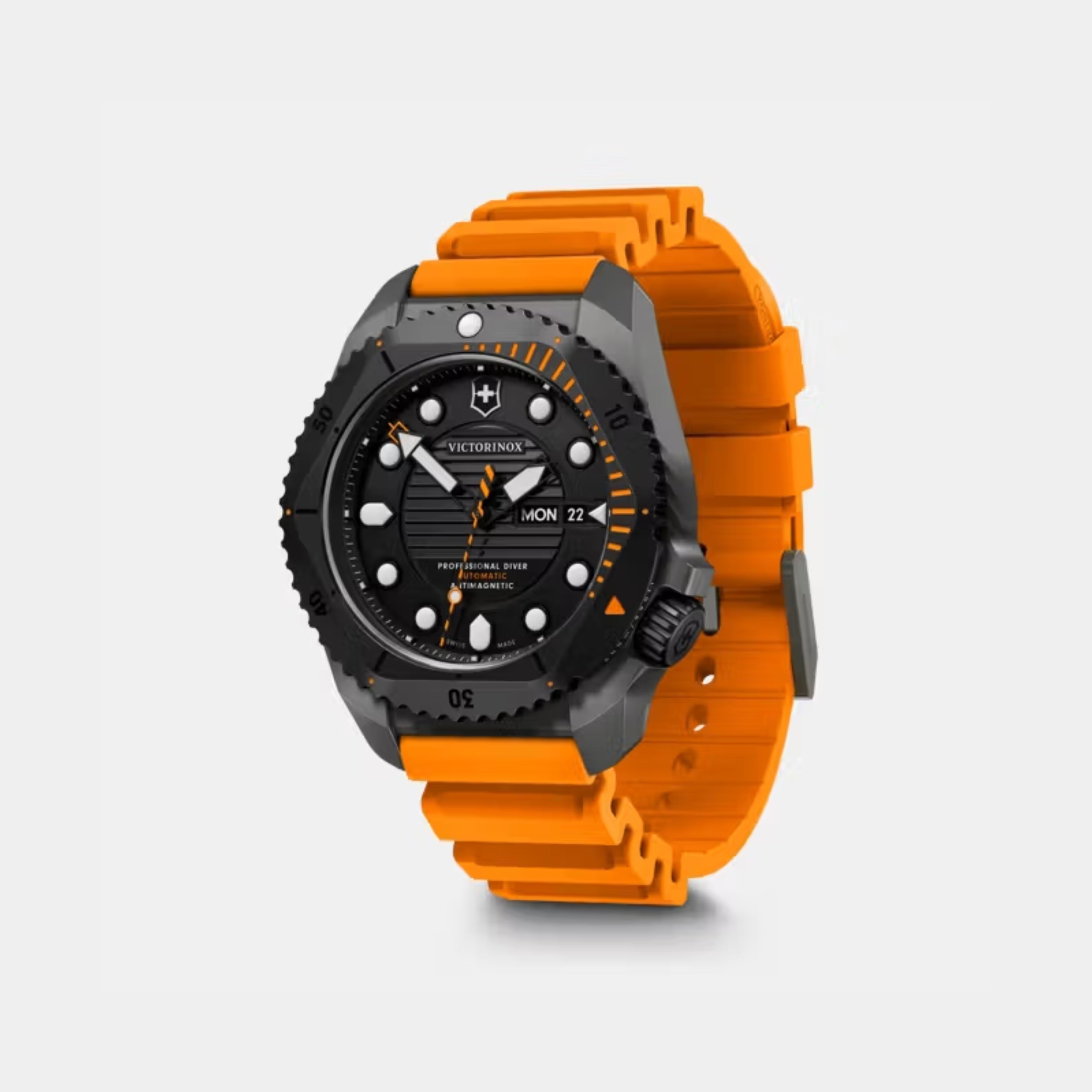 Victorinox Dive Pro Automatic Matt Black Dial With Orange Rubber Strap Men's Watch 241996