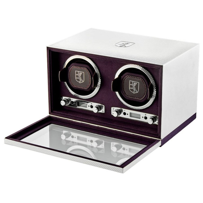 Wolf Silver Engine-Turned Pattern Double Watch Winder 190004