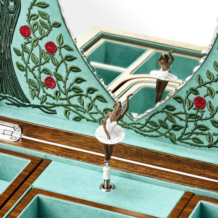 Wolf Ballet Sleeping Beauty Walnut Wood Musical Jewellery Box 190116