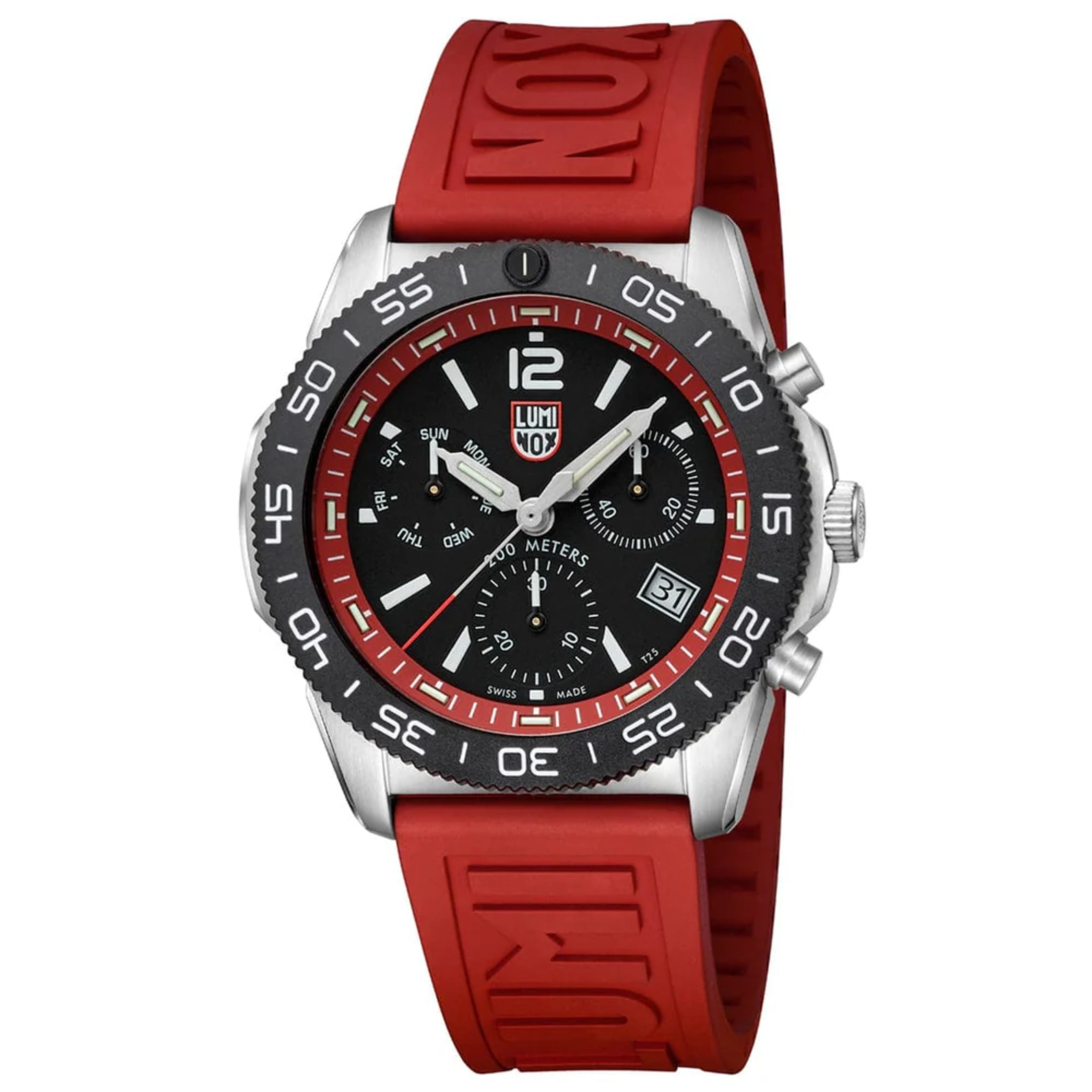 Luminox Pacific Diver Chronograph 44mm Black Dial With Red Ring Dive Men's Watch XS.3155