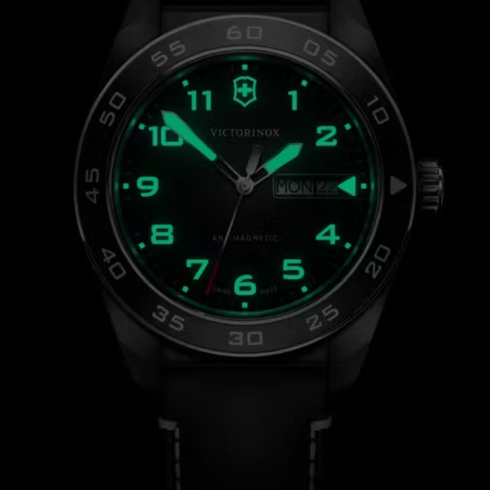 Victorinox Swiss Army Chronograph Matt Black Dial Leather Quartz Men's Watch 242041