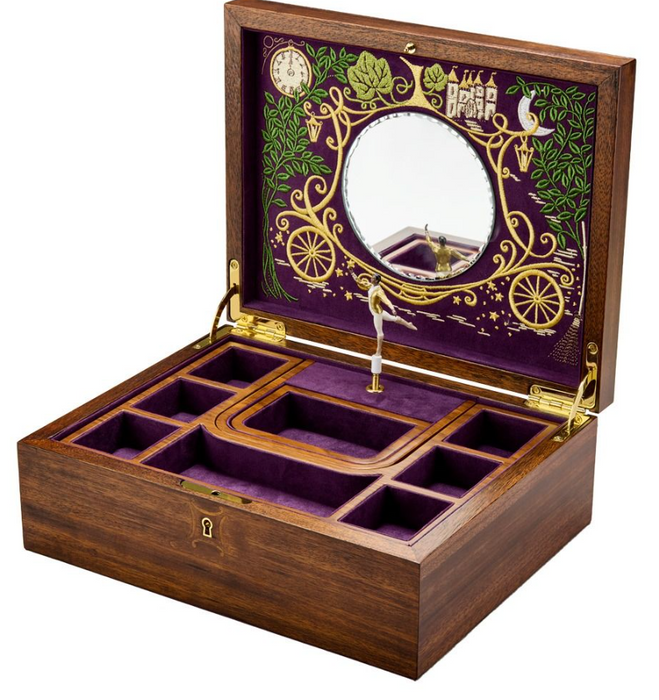 Wolf Ballet Musical Jewelry Box Cinderella Walnut Wood 190017