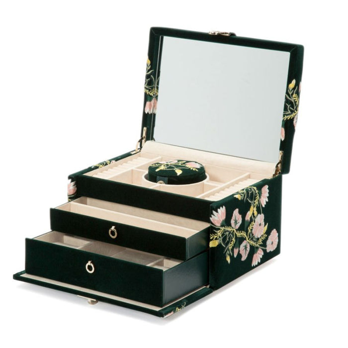 Wolf Zoe Forest Green Medium Jewelry Box 393112