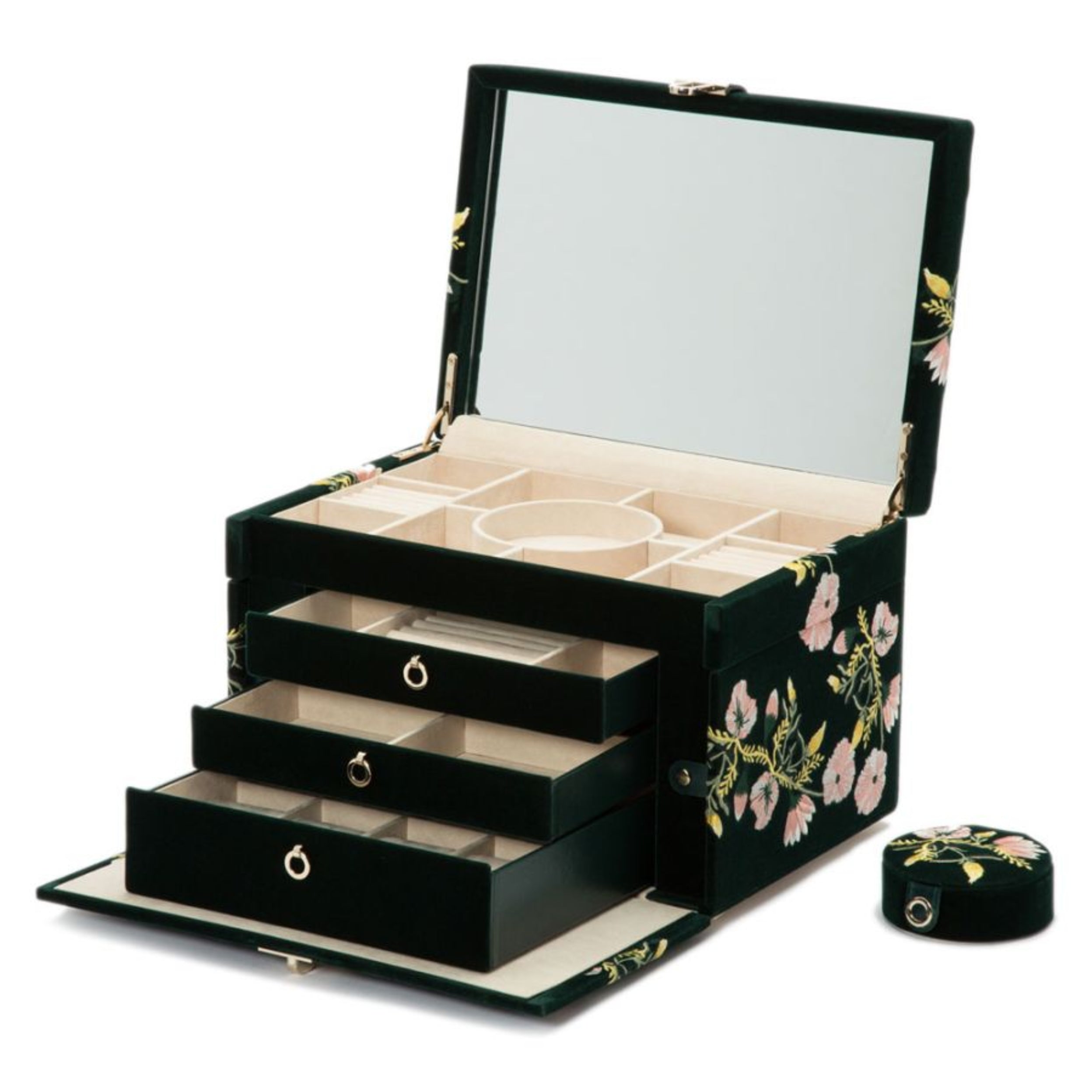 Wolf Zoe Forest Green Large Jewelry Box 393012