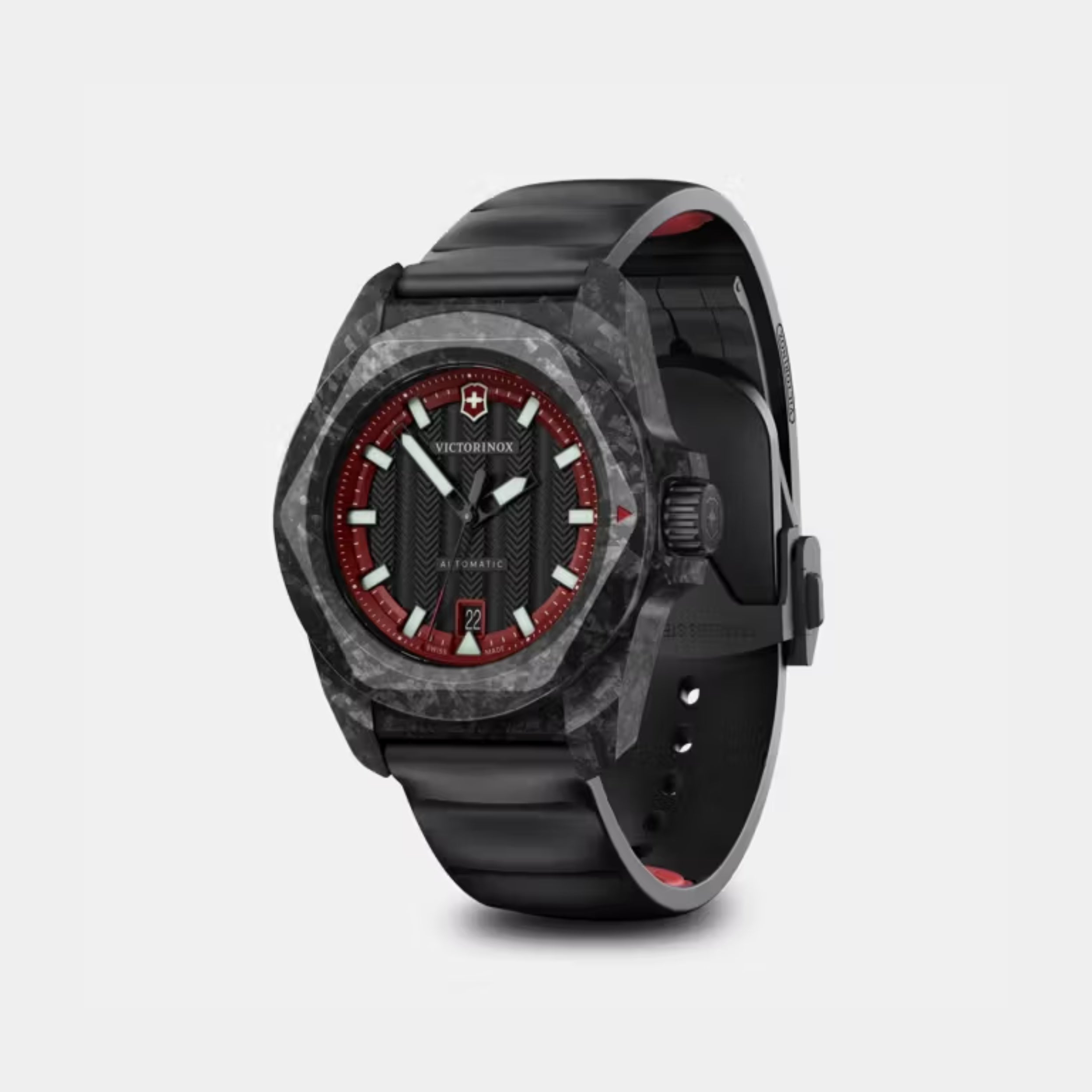 Victorinox I.N.O.X. Automatic Matt Black Dial With Red Outer Ring Men's Watch 242024.1
