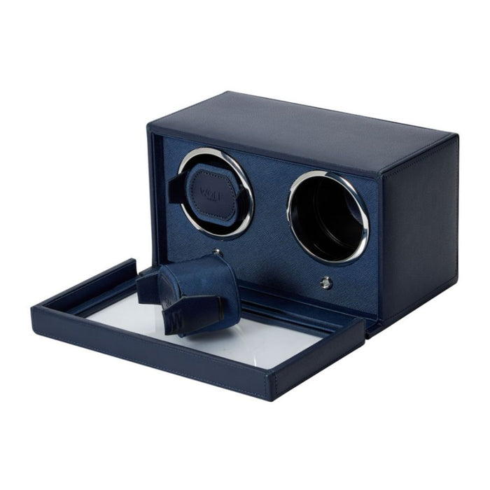 Wolf Cub Navy Double Watch Winder with Cover 461217