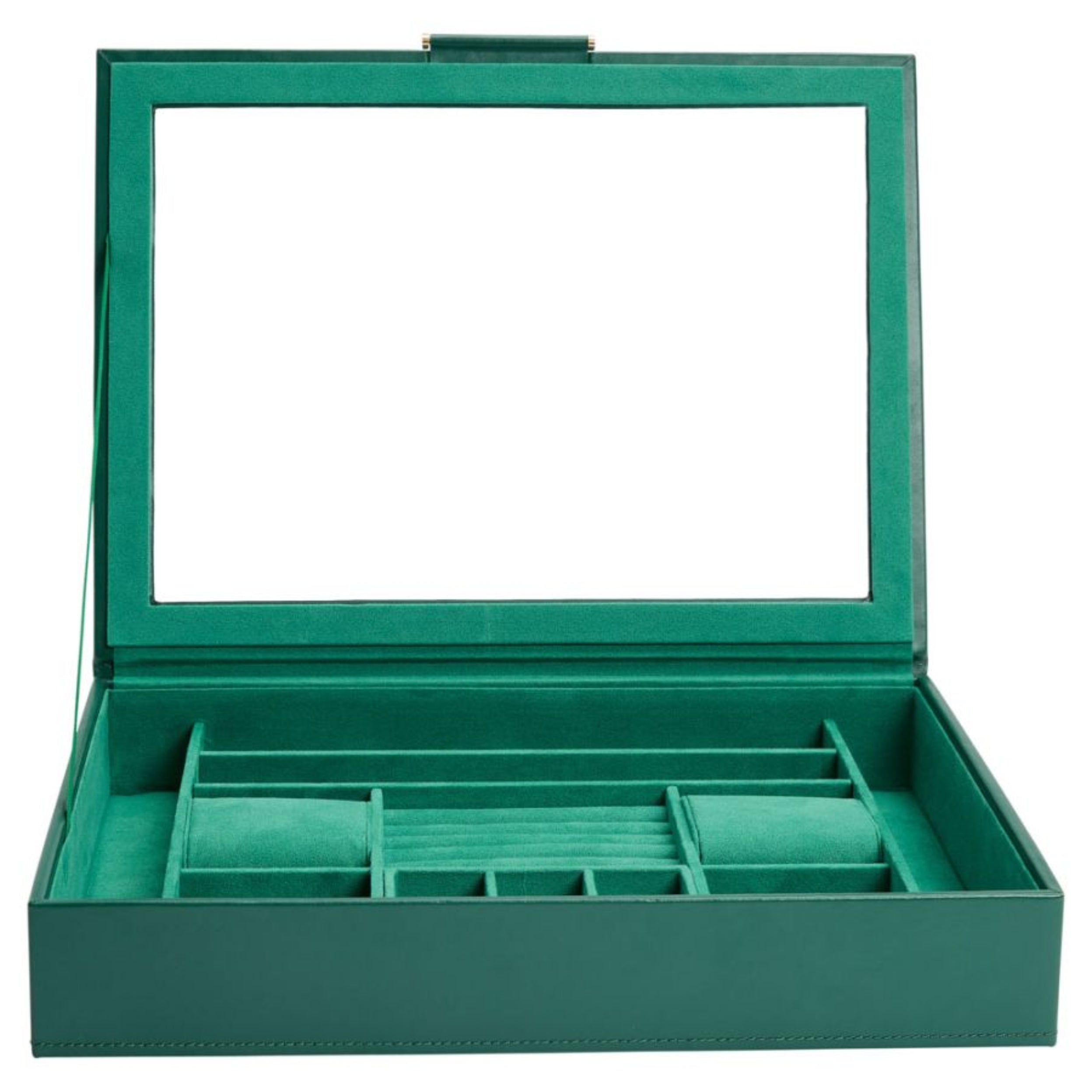 Wolf Sophia Forest Green Jewelry Box with Window 392412