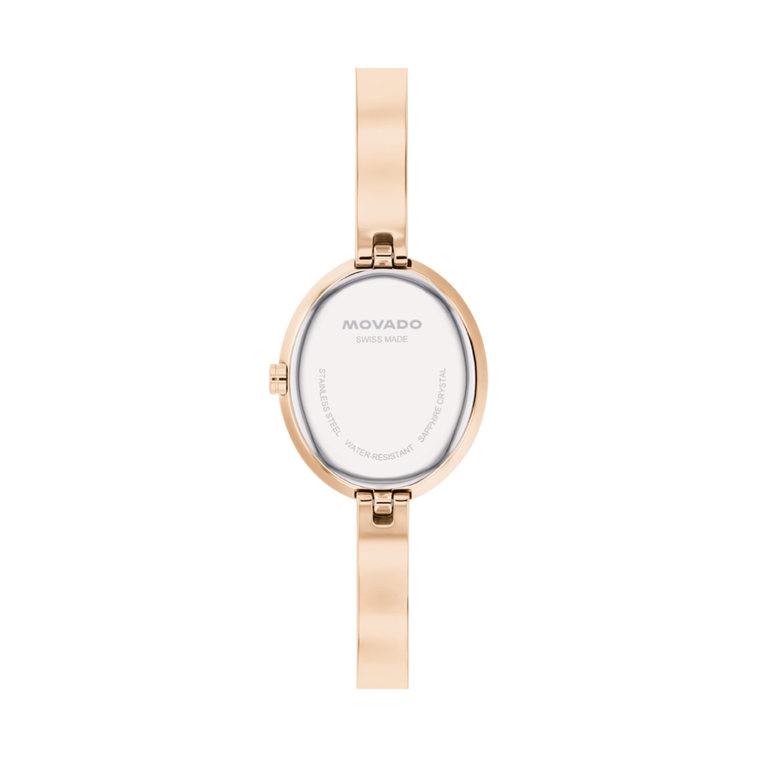 Movado Museum Bangle Silver White Dial Rose Gold Stainless Steel Women's Watch 0608071