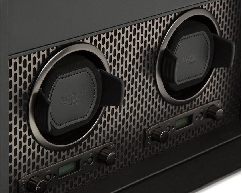 Wolf Axis Double Vegan Leather Watch Winder With Storage 469303