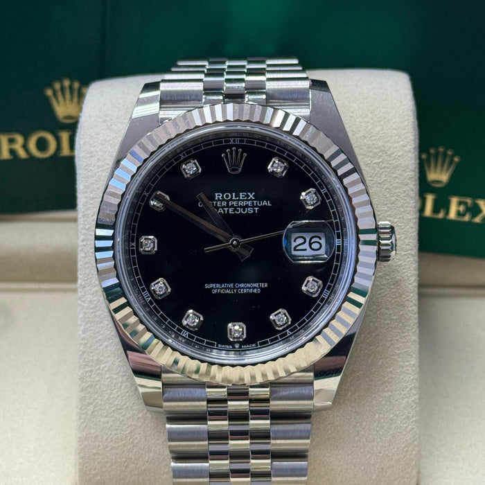 Rolex Datejust 41mm Fluted Bezel Black Diamond Dial Jubilee New 2025 - 126334