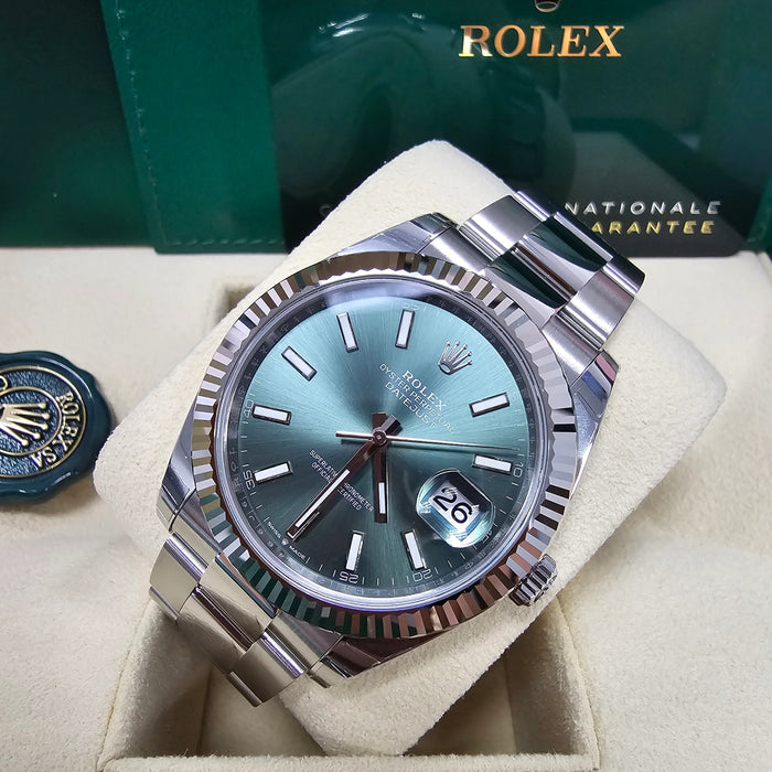 Rolex Datejust 41mm Fluted Bezel Green Index Dial Oyster New 2025 - 126334