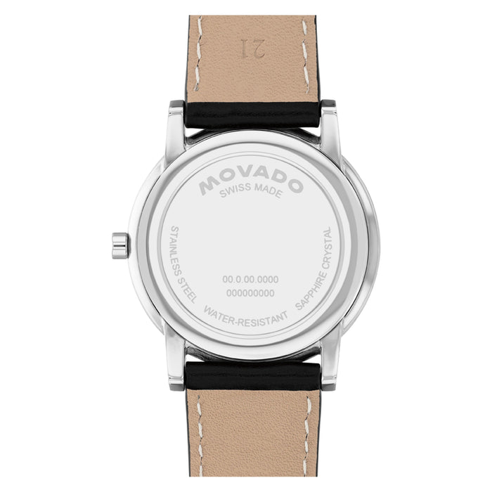 Movado Museum Classic Quartz Grey Dial Rose PVD Leather Unisex's Watch 0607999