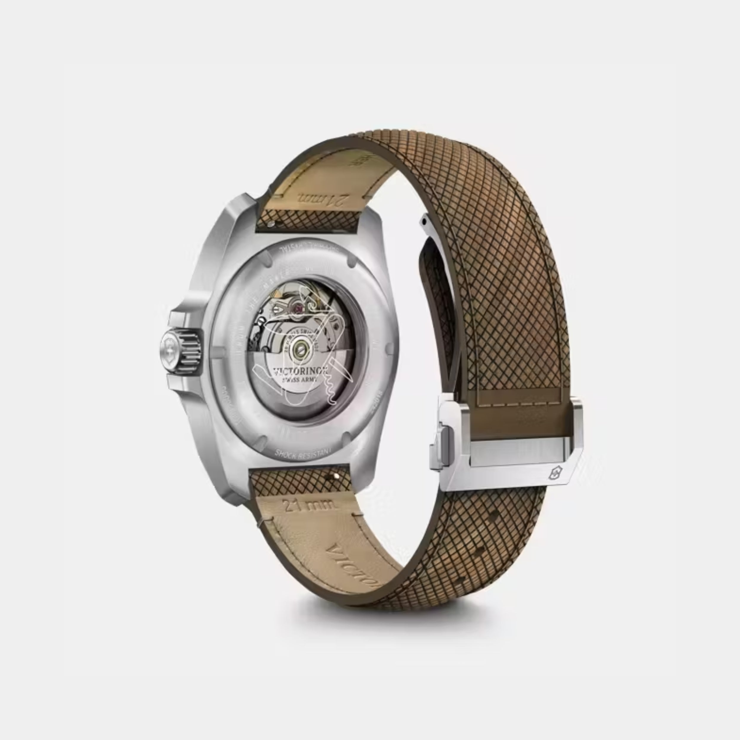 Victorinox I.N.O.X. Automatic Guilloché Blue Dial With Brown Wood Leather Men's Watch 242018.1