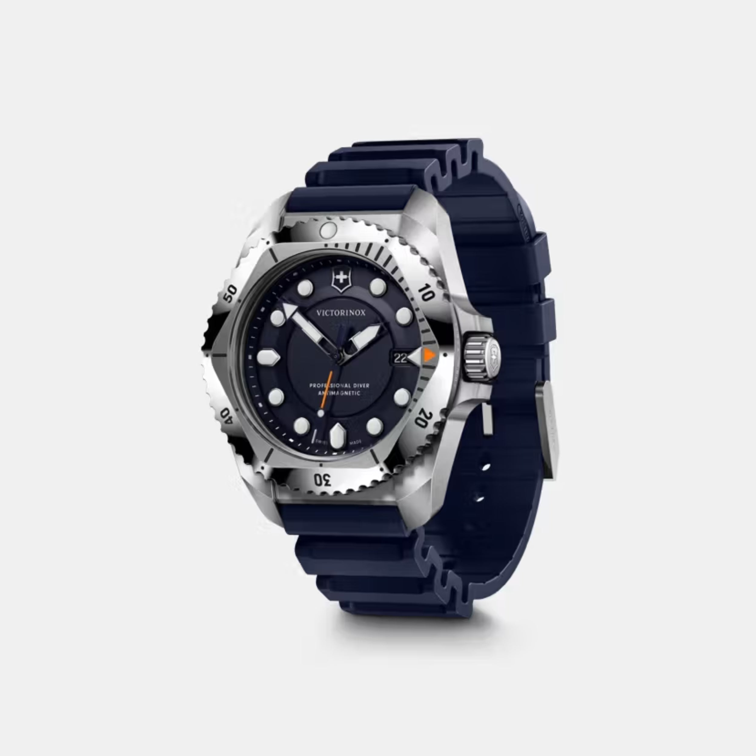 Victorinox Dive Pro Quartz Black Matt Dial With Blue Rubber Strap Men's Watch 241991