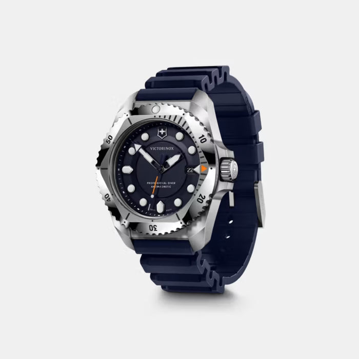 Victorinox Dive Pro Quartz Black Matt Dial With Blue Rubber Strap Men's Watch 241991
