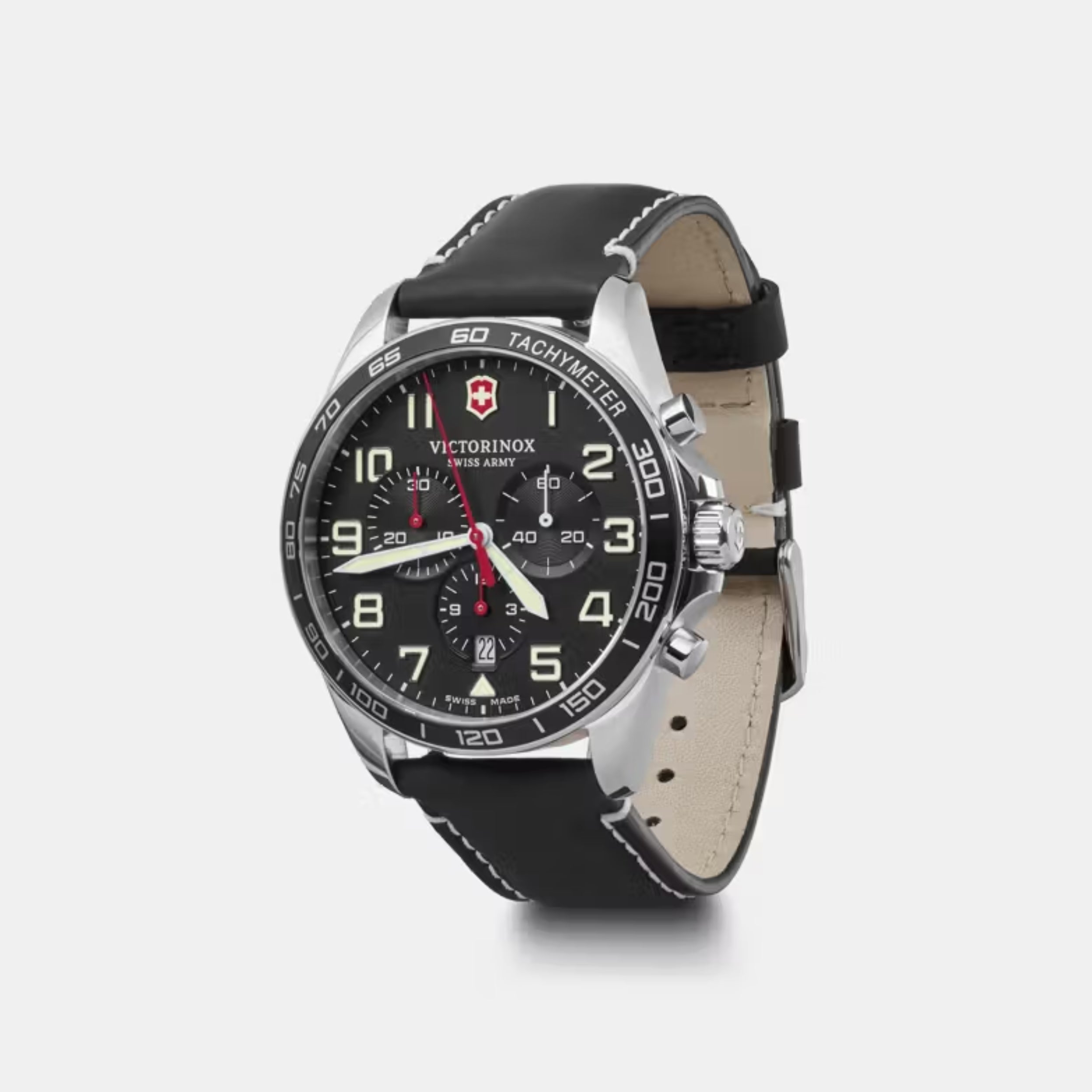 Victorinox Fieldforce Chrono Matt Black Dial With Leather Strap Men's Watch 241852