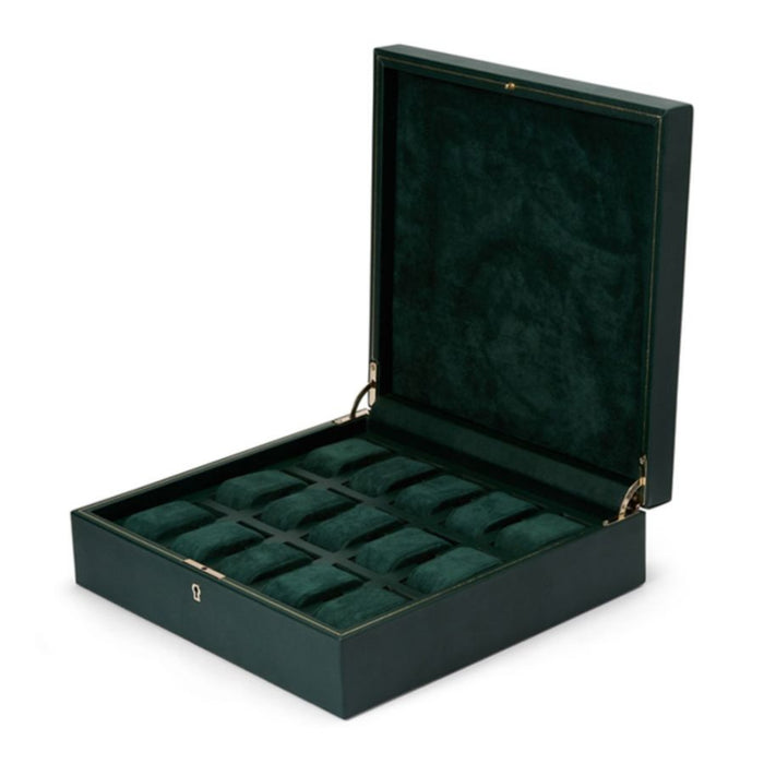 Wolf British Racing Green Vegan Leather 15 Piece Watch Box 793241