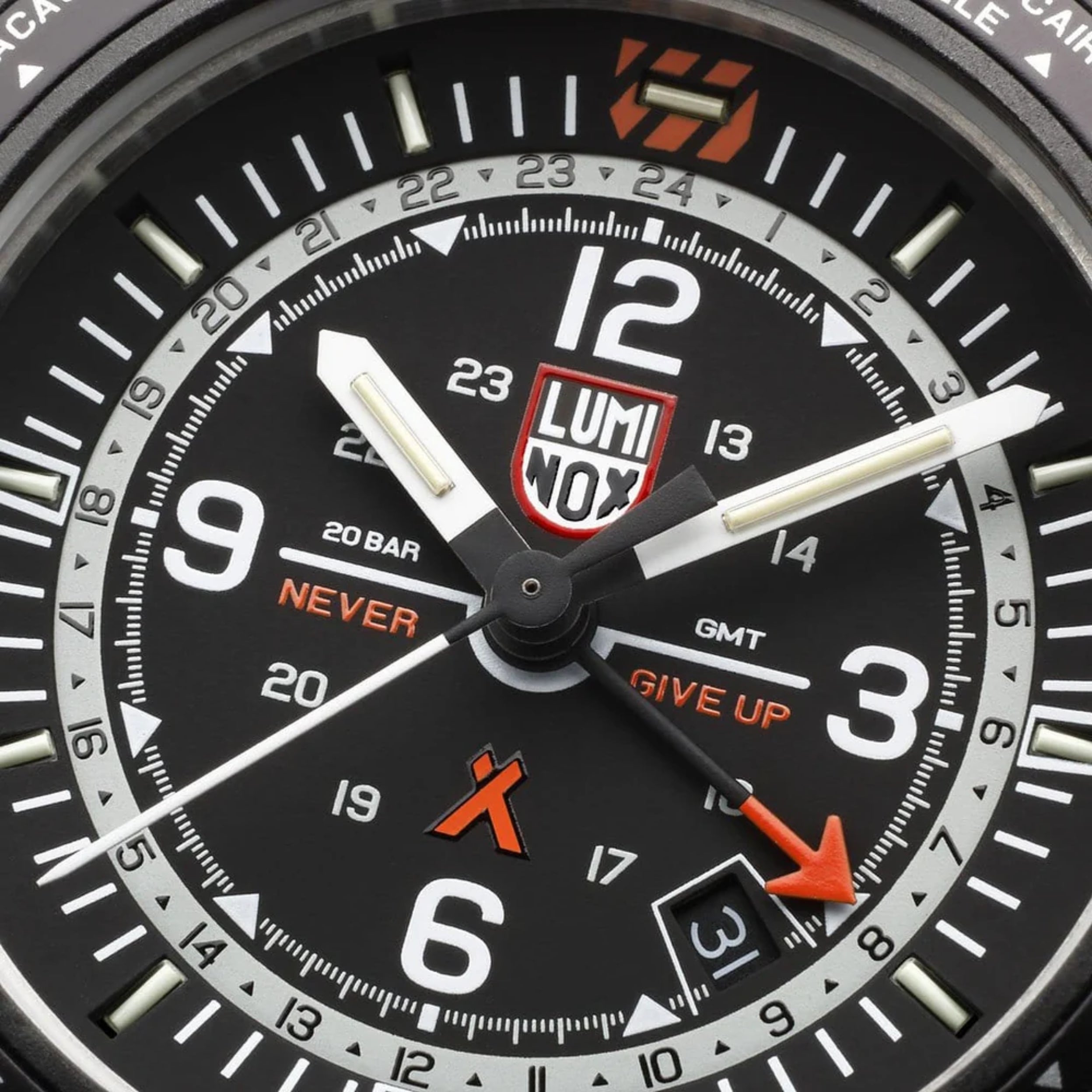 Luminox Bear Grylls 45mm Survival Pilot Black Dial With Orange-Tipped GMT Hand Men's Watch XB.3761