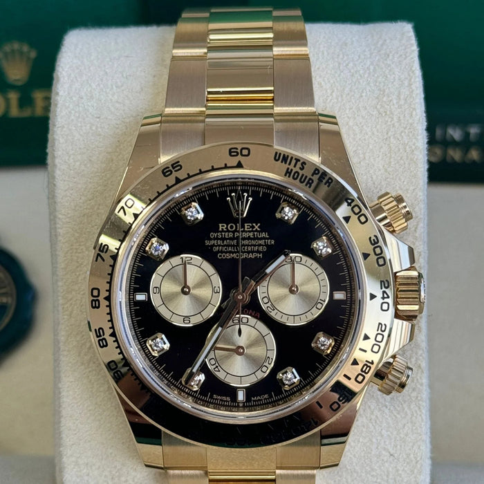 Rolex Cosmograph Daytona 40mm Yellow Gold Black Diamond Dial New 2025 - 126508