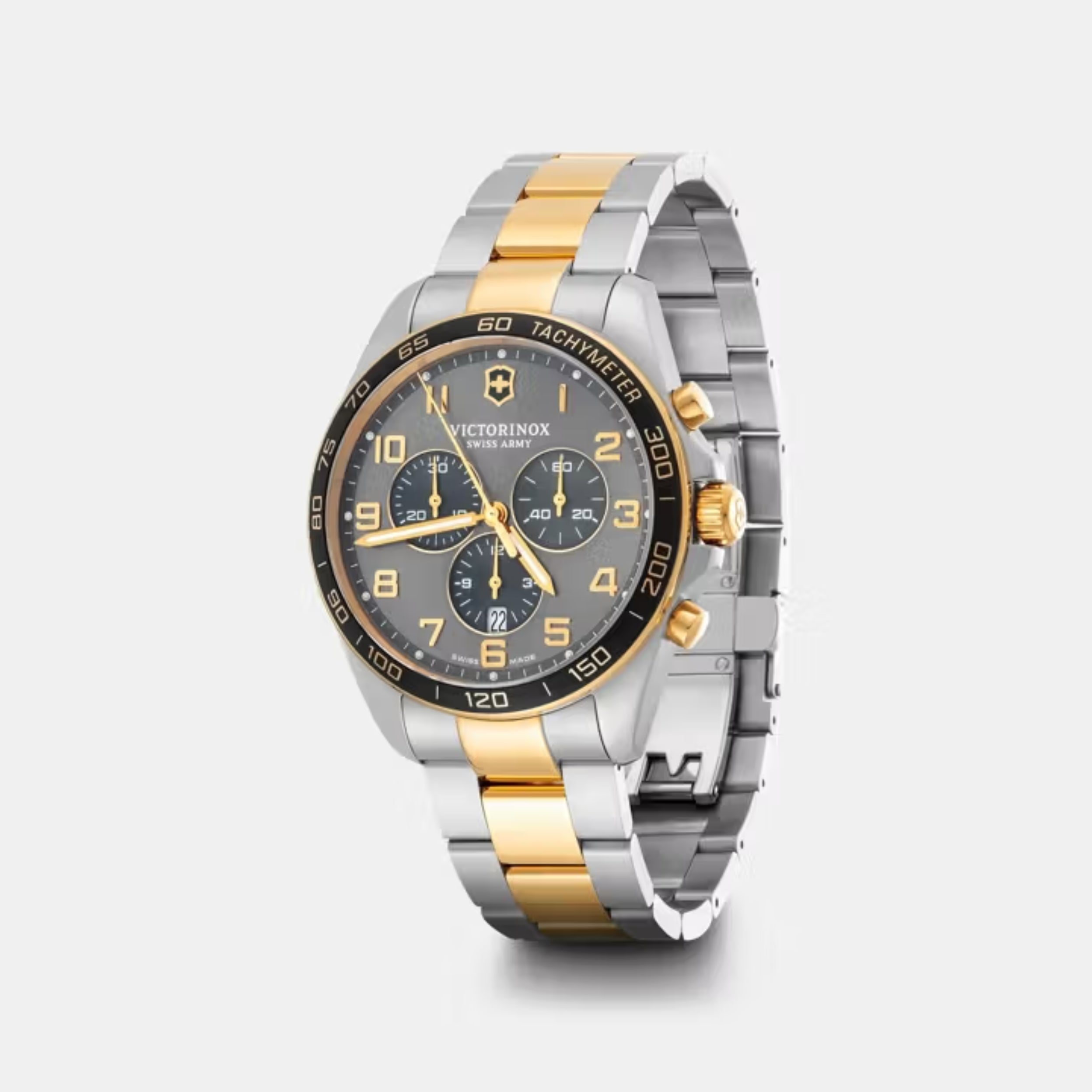 Victorinox FieldForce Classic Chrono Sunray Grey Dial With Dual Tone Bracelet Men's Watch 241902
