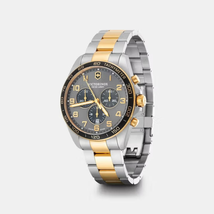 Victorinox FieldForce Classic Chrono Sunray Grey Dial With Dual Tone Bracelet Men's Watch 241902