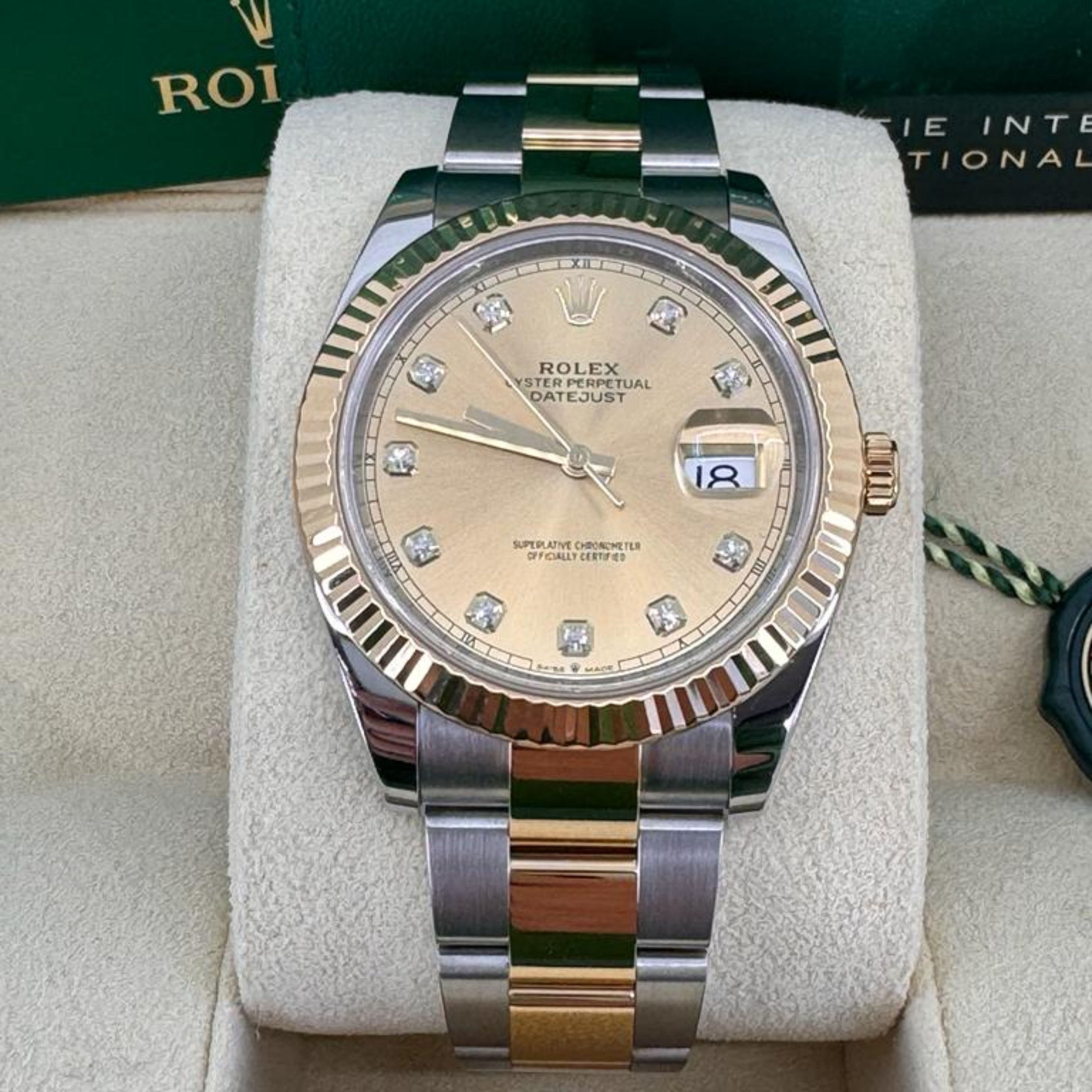 Rolex Datejust 41mm Two-Tone Yellow Gold Fluted Bezel Champagne Diamond Dial Oyster New 2025 - 126333