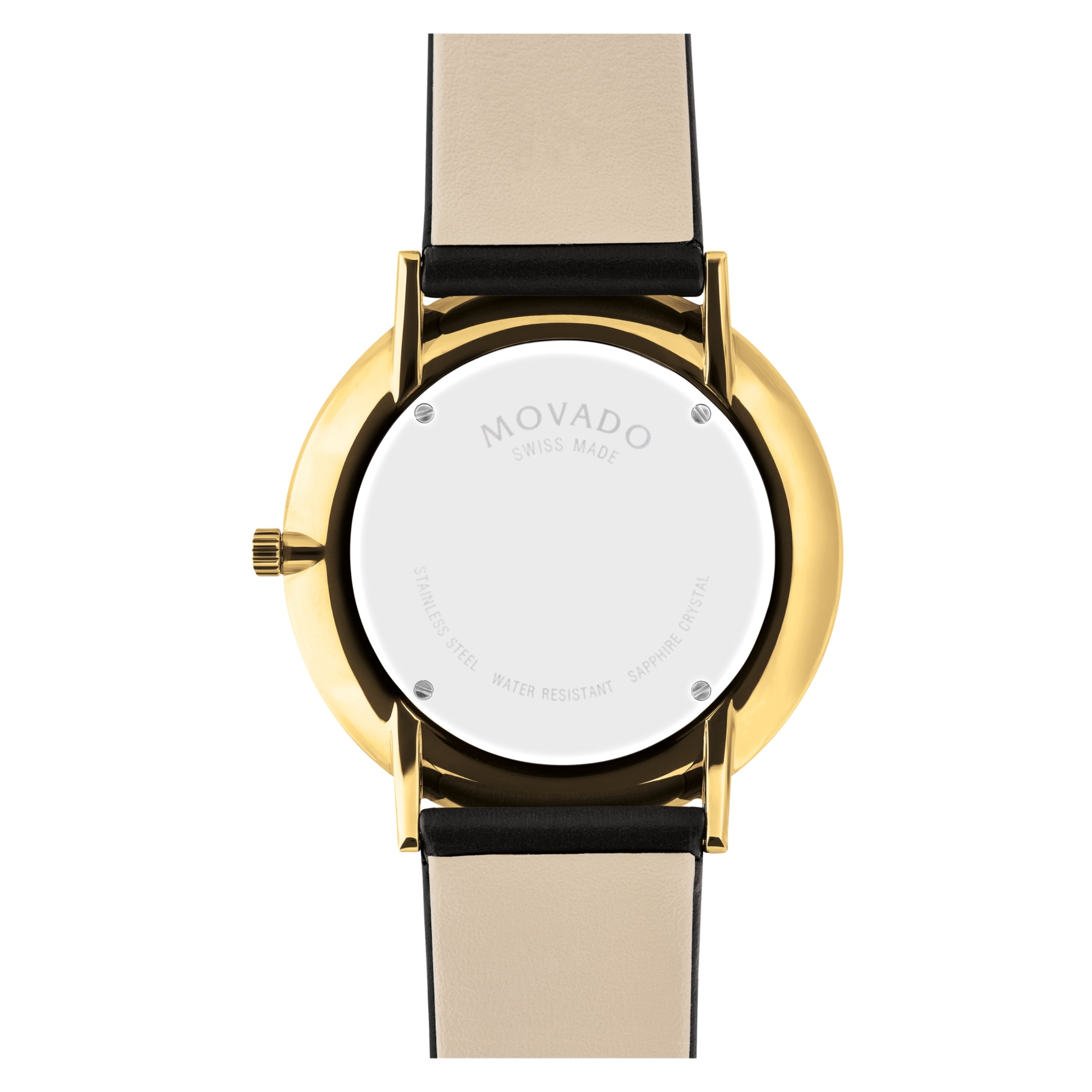 Movado Modern 47 Black Dial Yellow PVD Finished Unisex's Watch 0607432