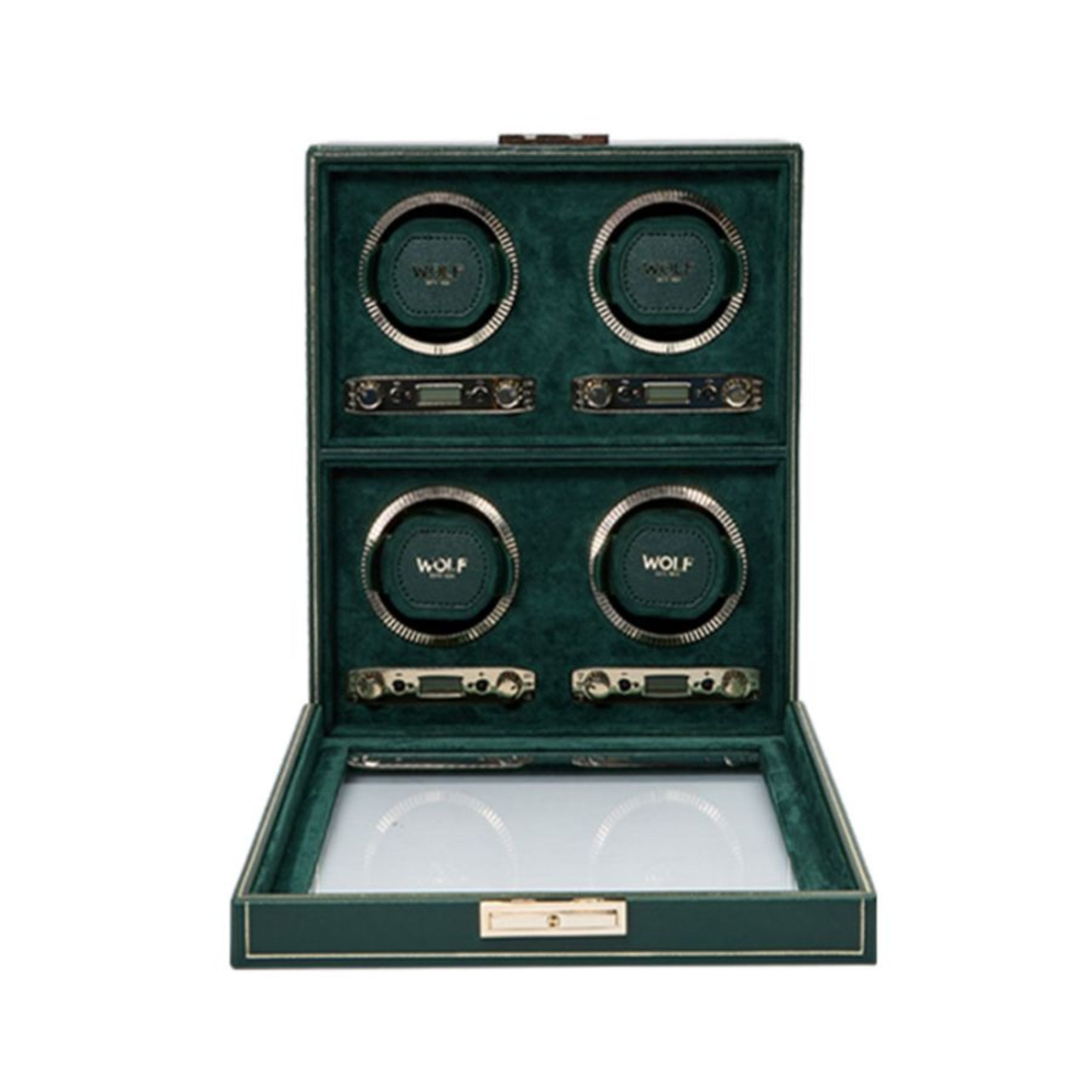 Wolf British Racing Vegan Leather Green 4 Piece Watch Winder 793041