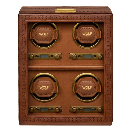 Wolf Burnished Brown Brogue 4 Piece Watch Winder 440406_1
