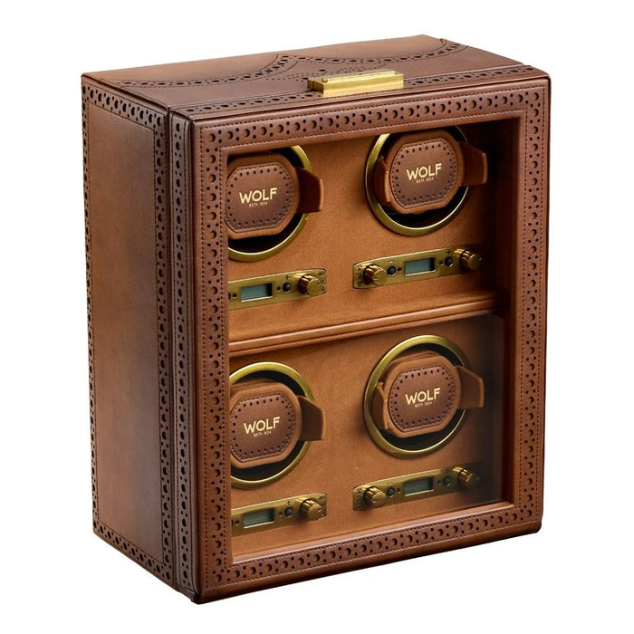Wolf Burnished Brown Brogue 4 Piece Watch Winder 440406_2