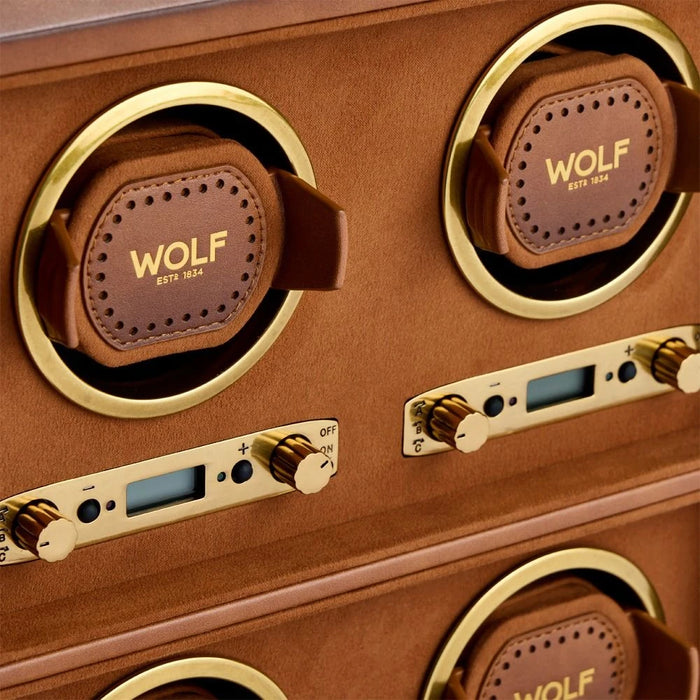 Wolf Burnished Brown Brogue 4 Piece Watch Winder 440406_4