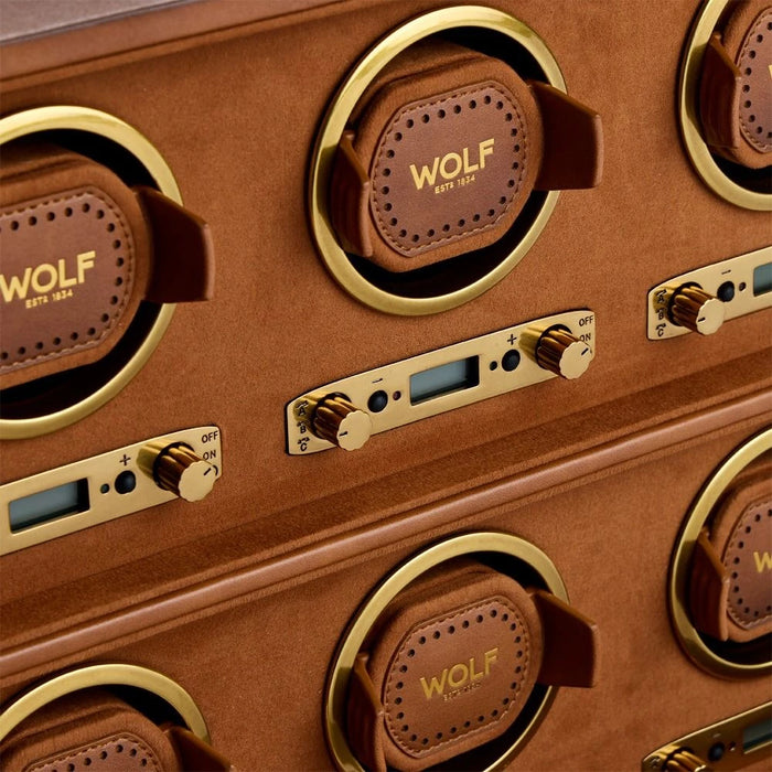 Wolf Burnished Brown Brogue 6 Piece Watch Winder 440606_4