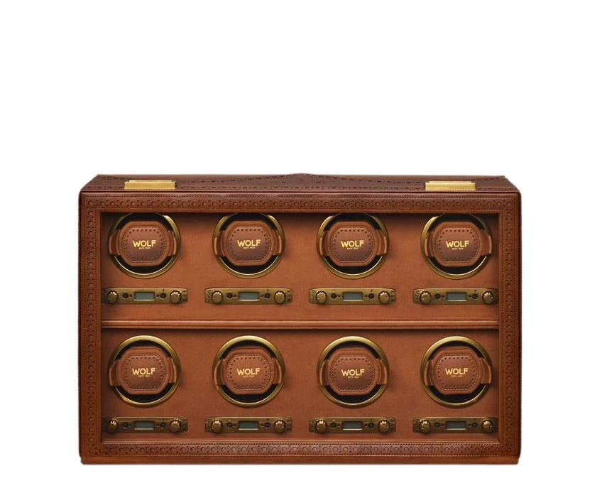 Wolf Burnished Brown Brogue 8 Piece Watch Winder 440806_6