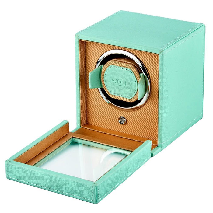 Wolf Cub Single Watch Winder with Cover Seltzer Mint/Peach 461125_3