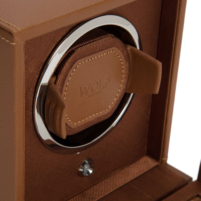 Wolf Cub Single Watch Winder with Cover Cognac 461127_5