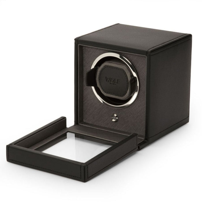 Wolf Cub Single Black Watch Winder with Cover 461103