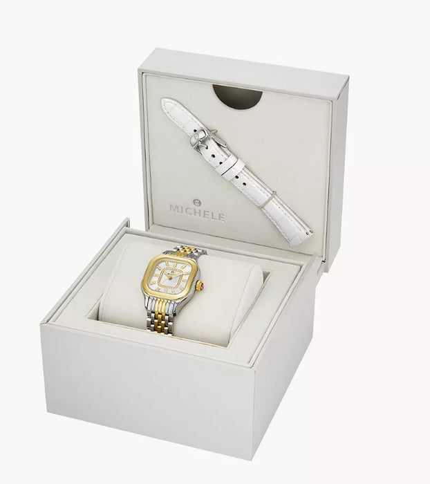 Michele Meggie Two-Tone 18K Gold-Plated Diamond Dial Watch Gift Set MWW33B001SET