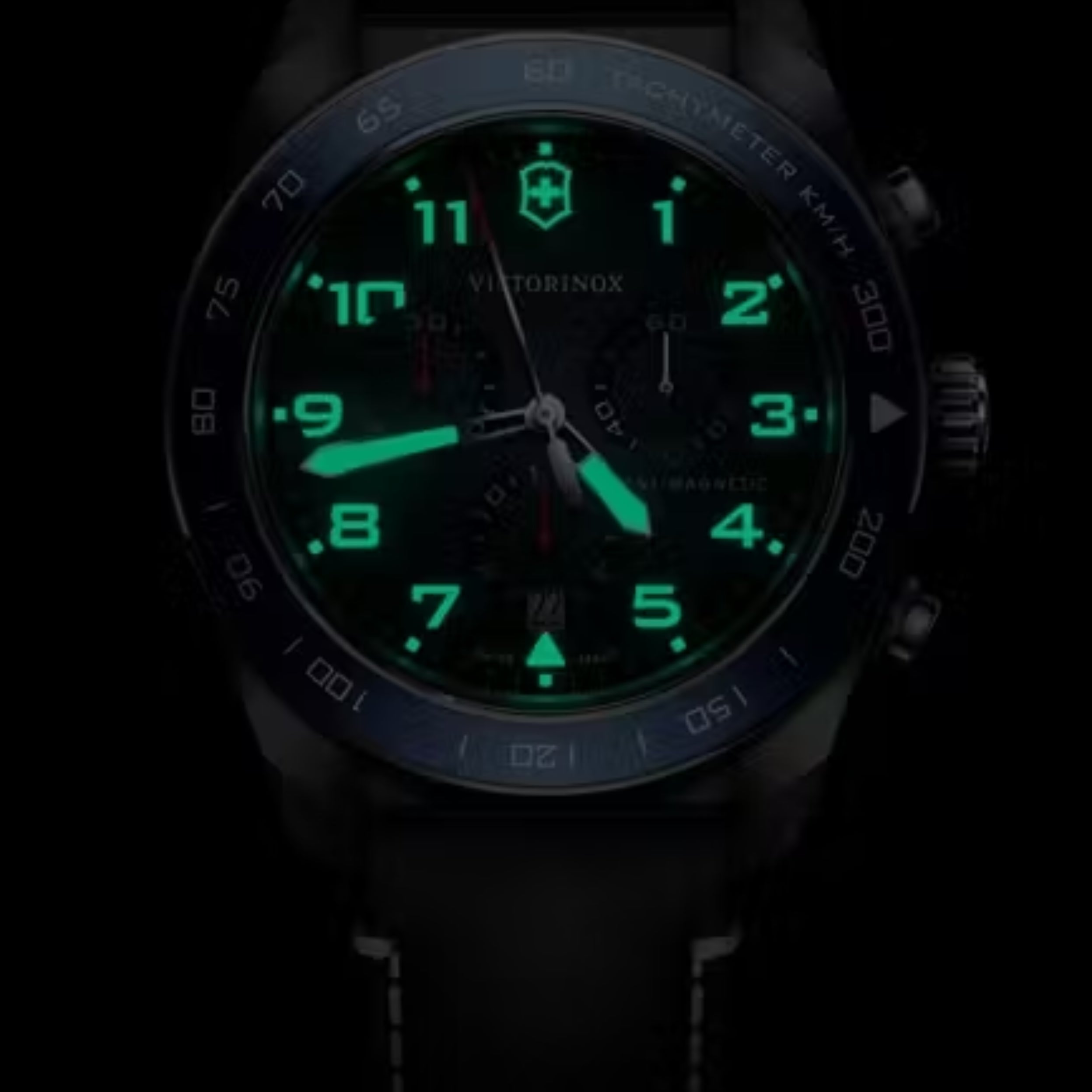 Victorinox Swiss Army Chronograph Blue Matt Dial Leather Men's Watch 242047