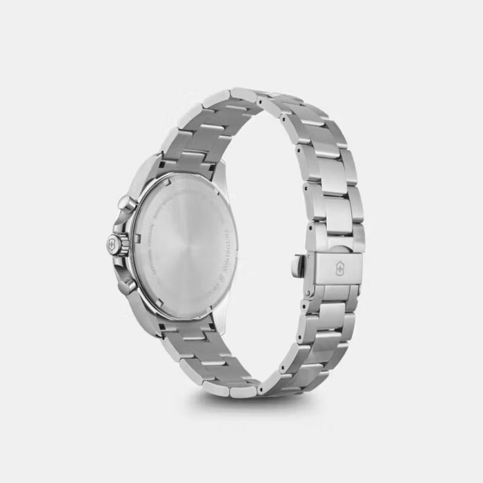 Victorinox Fieldforce Chrono Matt Black Dial With Silver Bracelet Men's Watch 241855