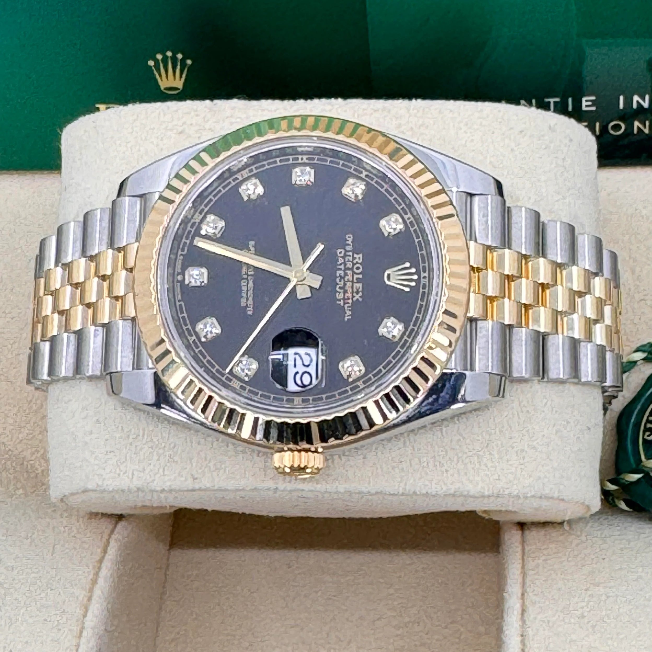 Rolex Datejust 41mm Two-Tone Yellow Gold Fluted Bezel Black Diamond Dial Jubilee New 2025 - 126333