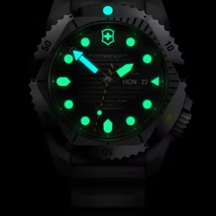 Victorinox Dive Pro Quartz Black Matt Dial With Blue Rubber Strap Men's Watch 241991