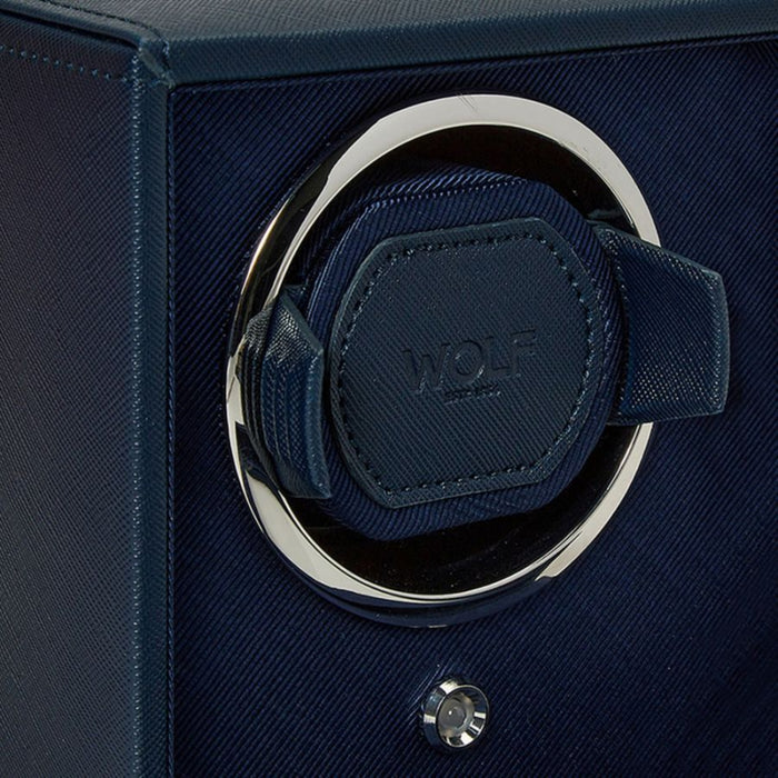 Wolf Cub Navy Double Watch Winder with Cover 461217