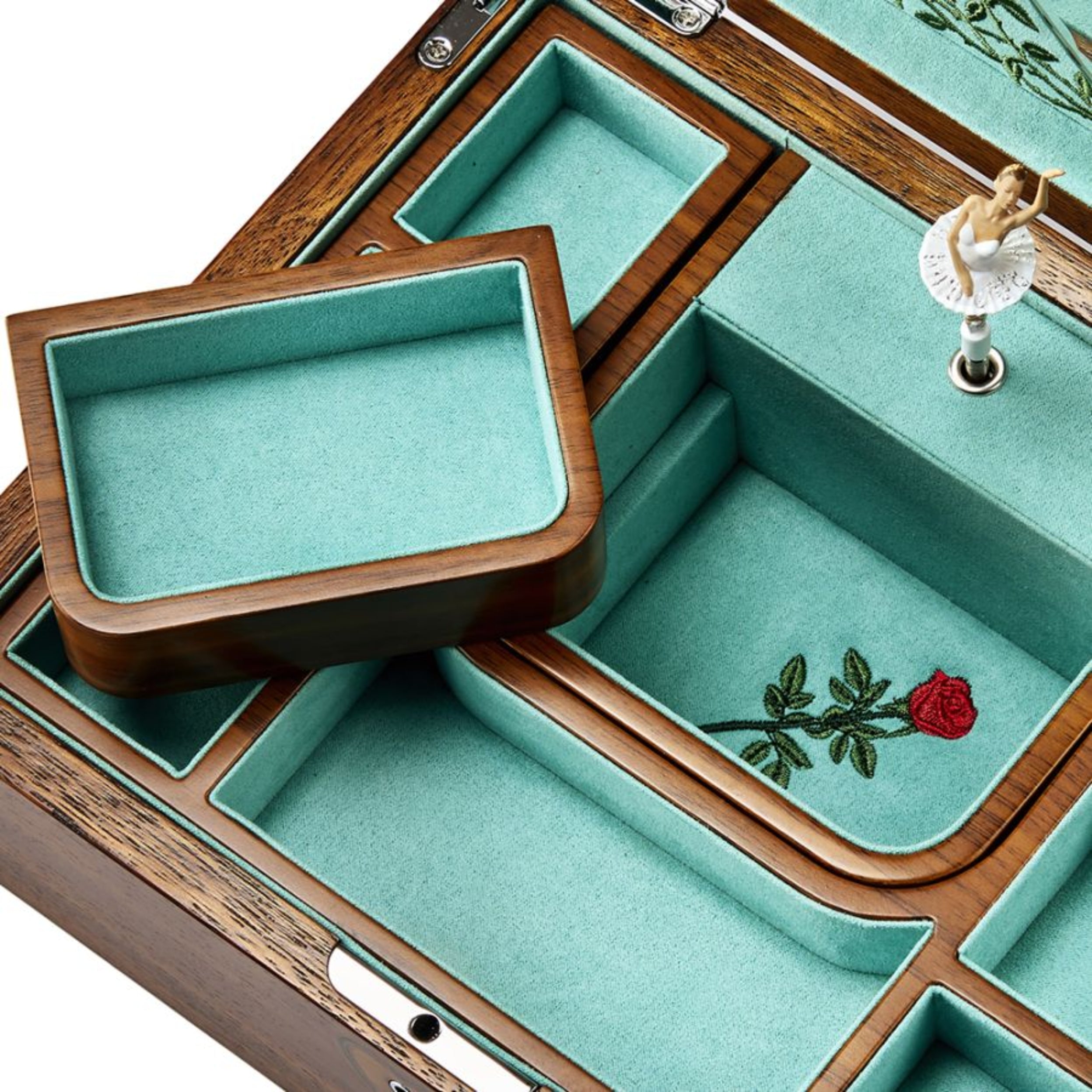 Wolf Ballet Sleeping Beauty Walnut Wood Musical Jewellery Box 190116