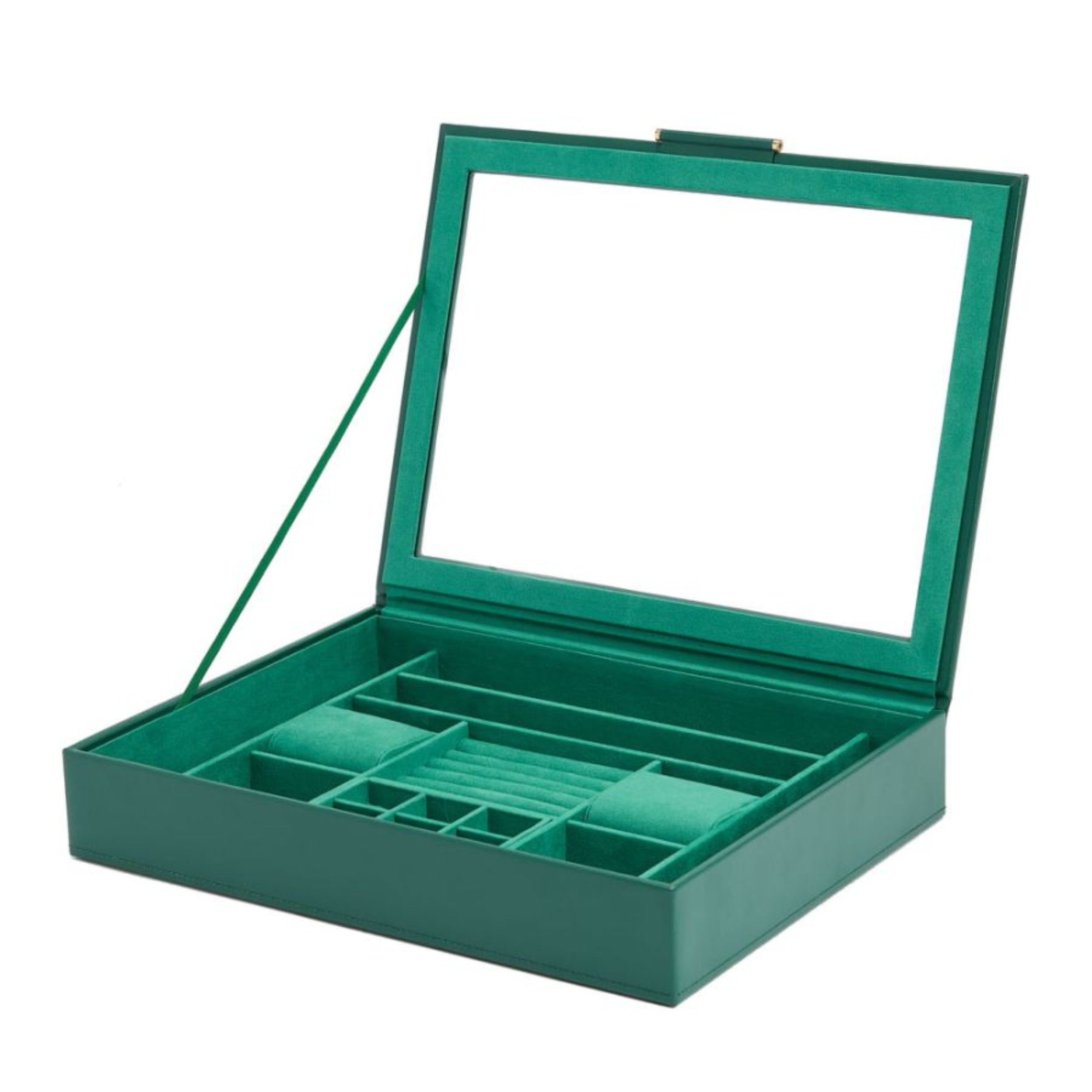 Wolf Sophia Forest Green Jewelry Box with Window 392412
